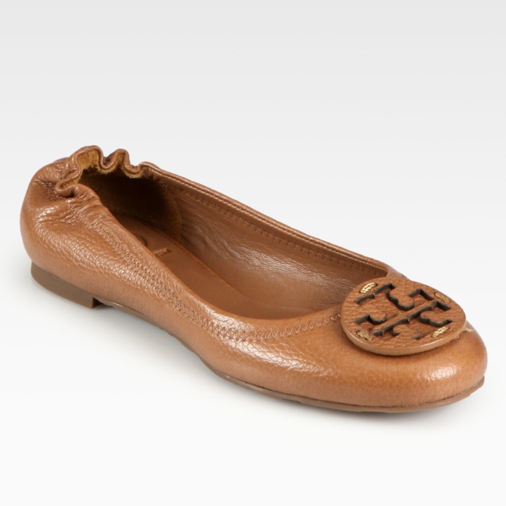 Rare Tory Burch brown tumbled leather ballet flats 7